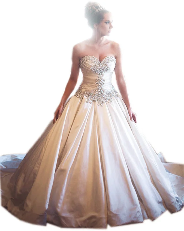 Royal Style Ivory Taffeta Sweetheart Wedding Dresses Ball Gowns