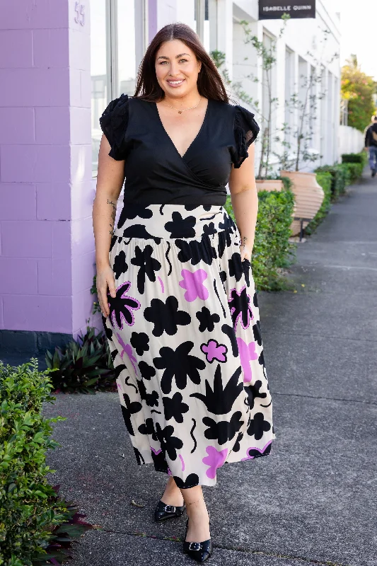 Cheshire Skirt in Black Blossom