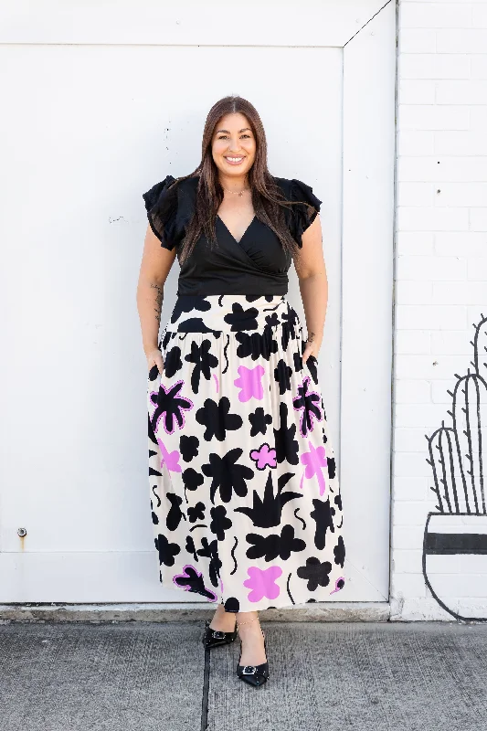 Cheshire Skirt in Black Blossom