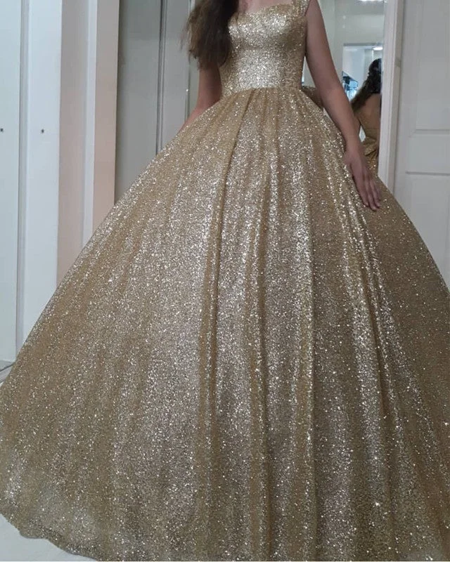 Sweetheart Bow Back Sequins Ball Gowns Prom Dresses