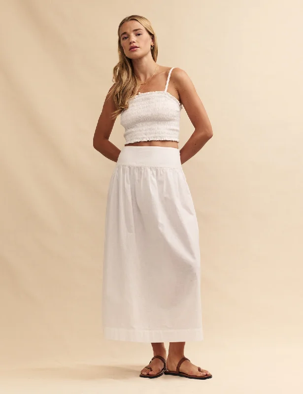 White Drop Waist Mallory Maxi Skirt