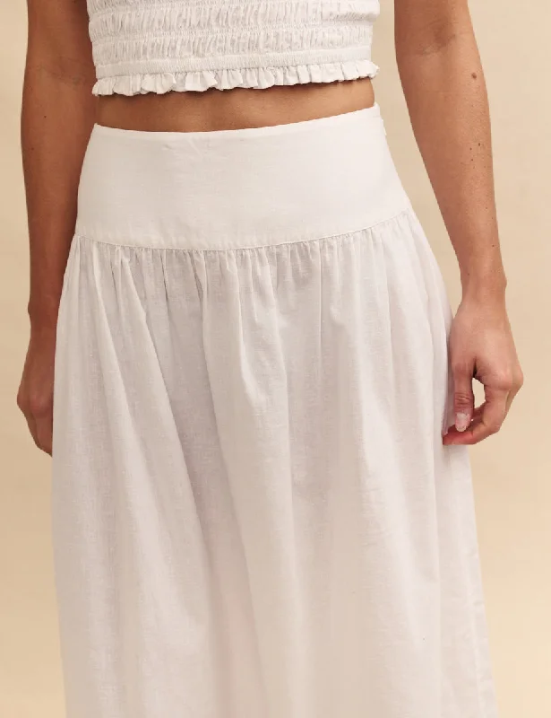 White Drop Waist Mallory Maxi Skirt