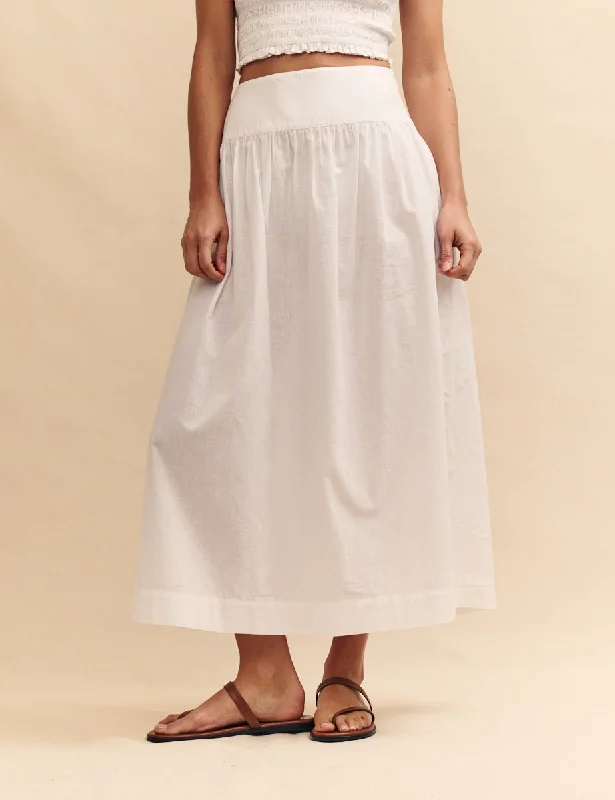 White Drop Waist Mallory Maxi Skirt