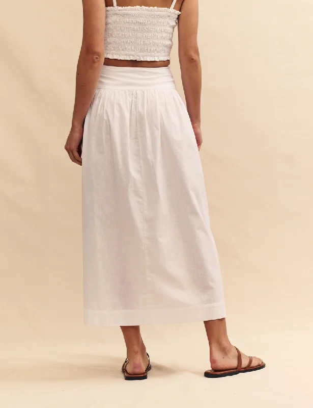 White Drop Waist Mallory Maxi Skirt