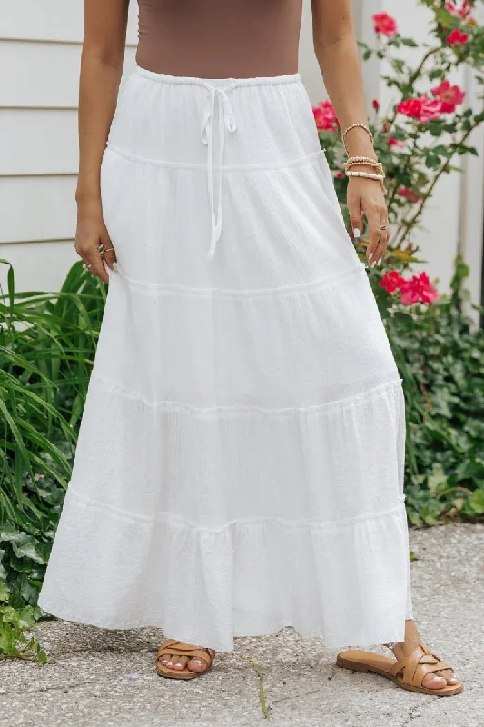 White Ruffle Tiered Maxi Skirt - FINAL SALE