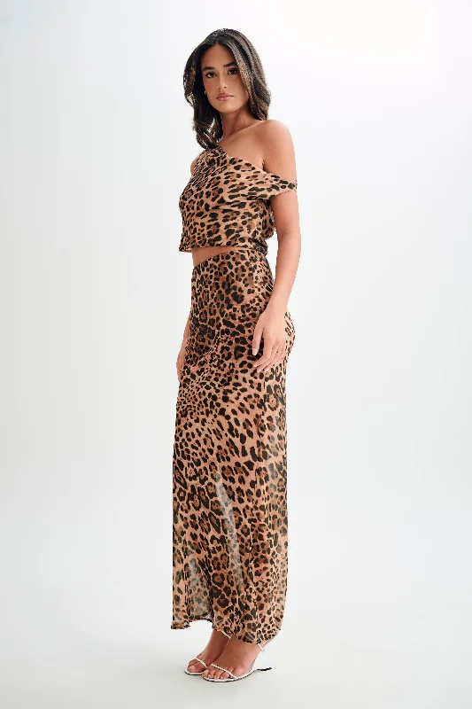 Yvonne Chiffon Maxi Skirt - Leopard Print