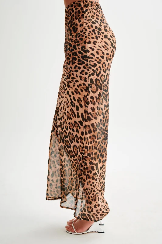 Yvonne Chiffon Maxi Skirt - Leopard Print