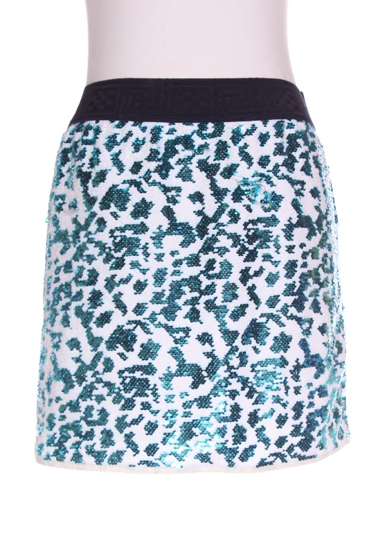 AUGUSTINE - Teal + white sequin mini skirt! 8