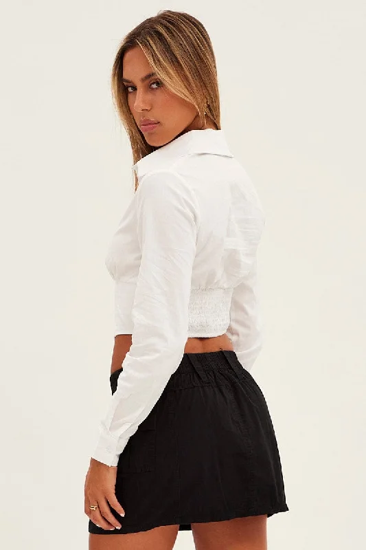 Black Cargo Skirt Mid Rise Mini