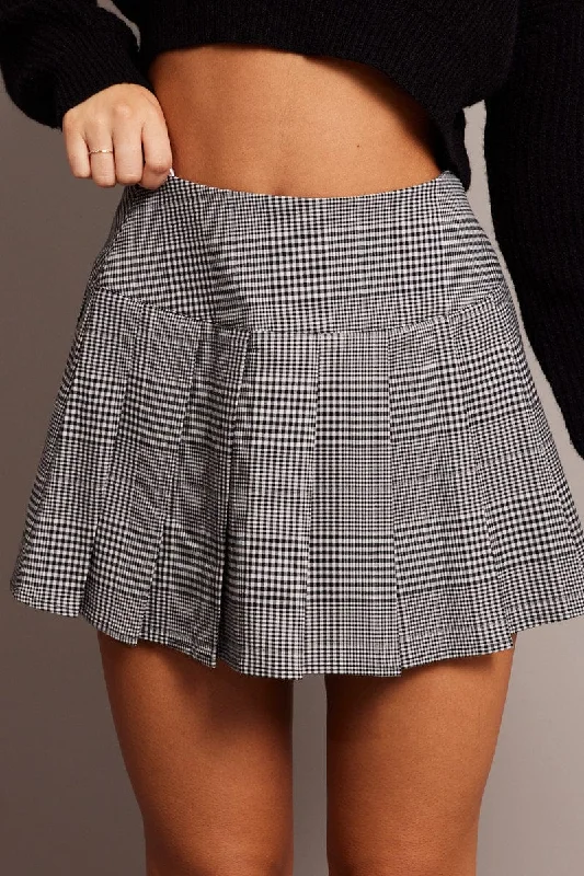 Black Check Tennis Skirt Mini