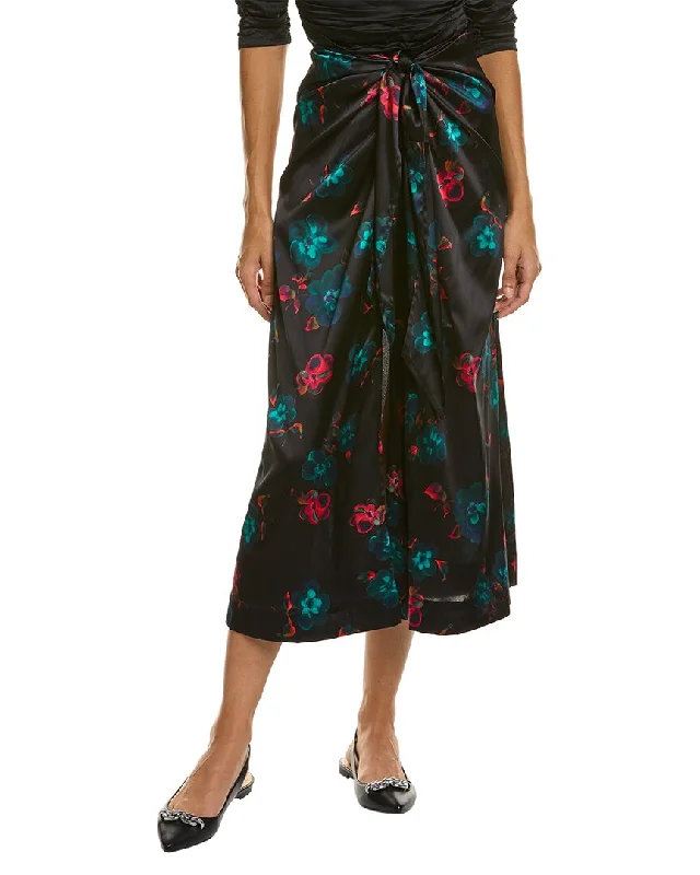 GANNI Satin Silk-Blend Midi Skirt