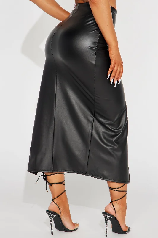 Huntley Faux Leather  Maxi - Black