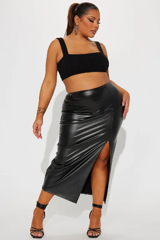 Huntley Faux Leather  Maxi - Black