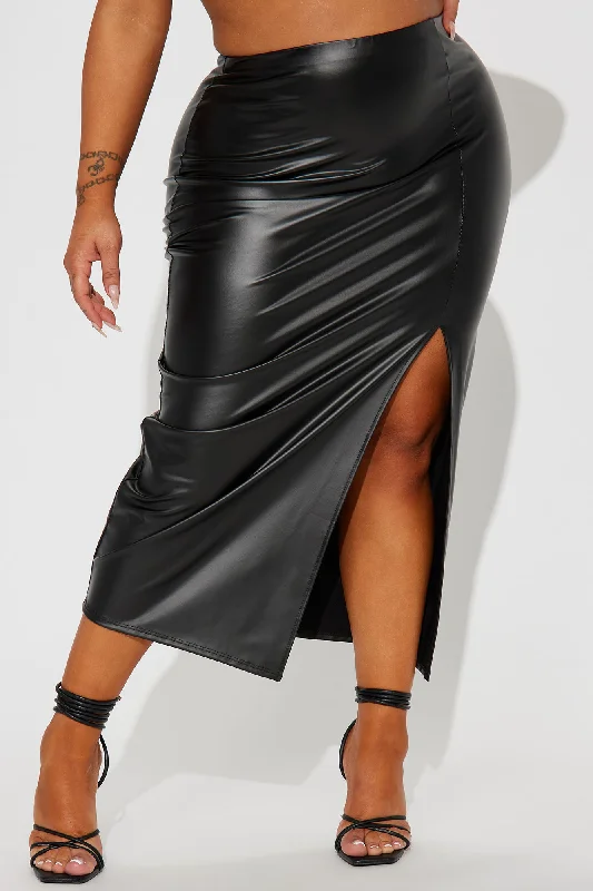 Huntley Faux Leather  Maxi - Black