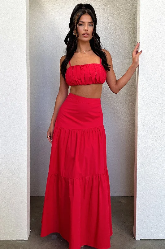 Lateisha Maxi Skirt - Red