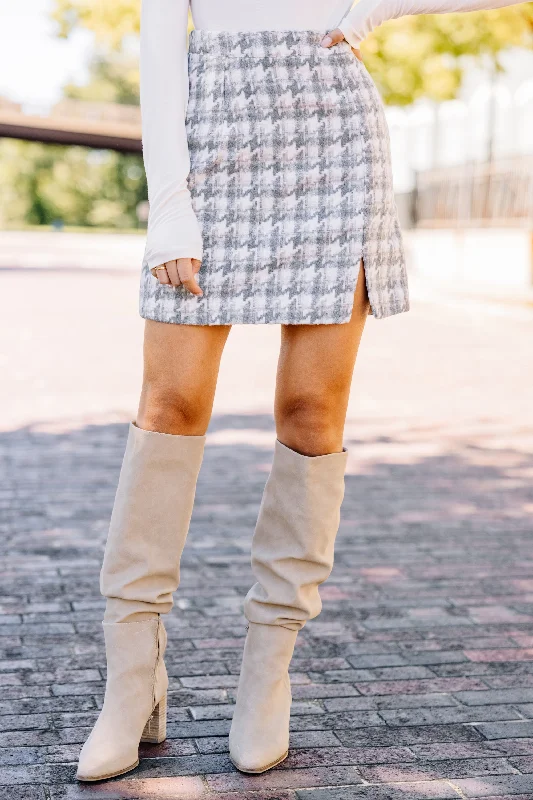 Learn The Truth Heather Gray Plaid Skirt