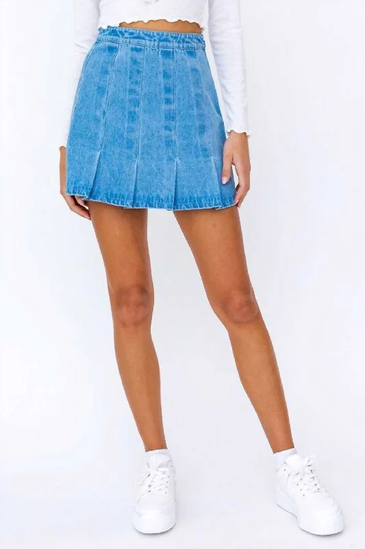 Match Point Denim Skirt In Denim Blue