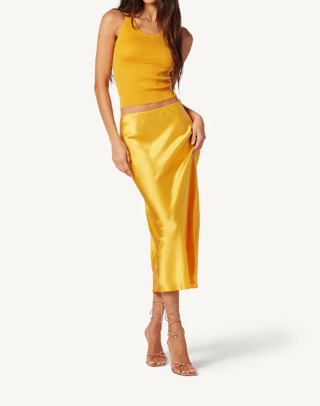 Miranda Midi Silk Skirt In Marzipan