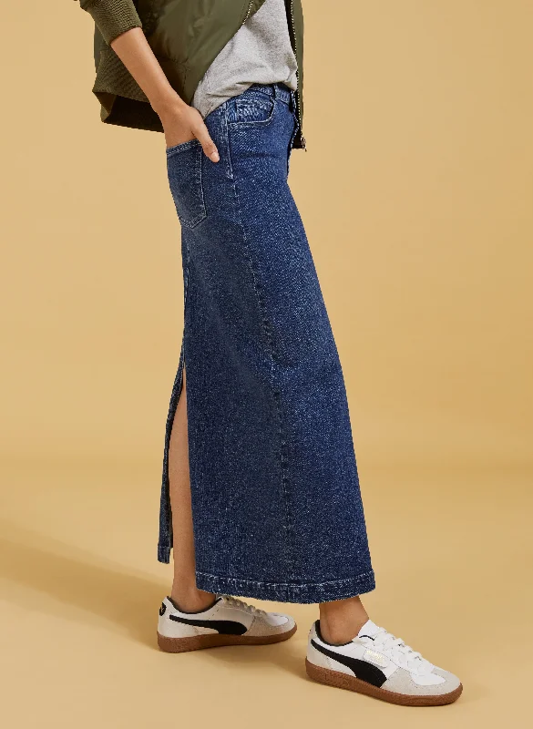 Nia Organic Stretch Denim Long Skirt