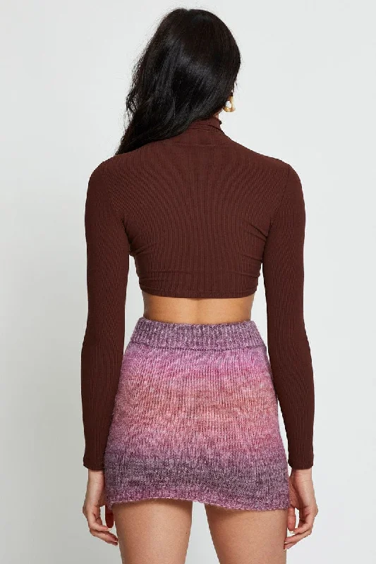 Pink Knit Skirt Mini