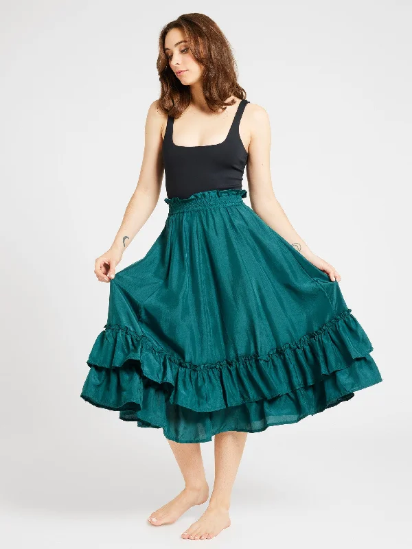 Rosalia Skirt in Emerald Silk