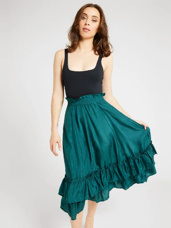 Rosalia Skirt in Emerald Silk