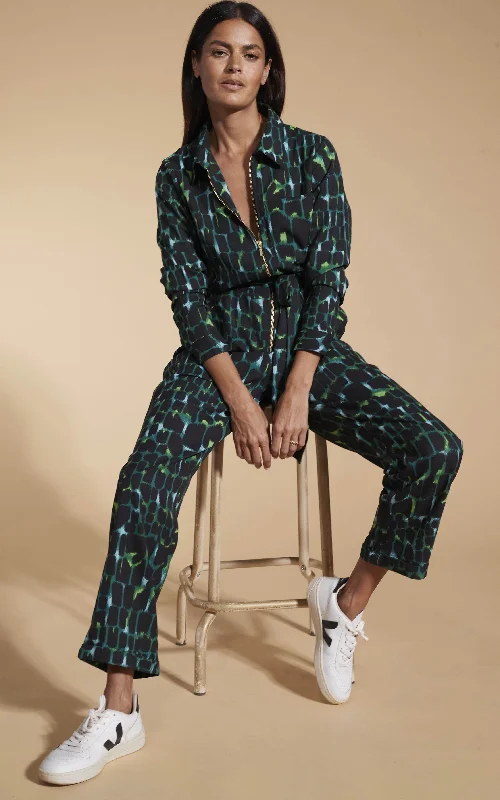 Roxanna Jumpsuit In Green Alligator