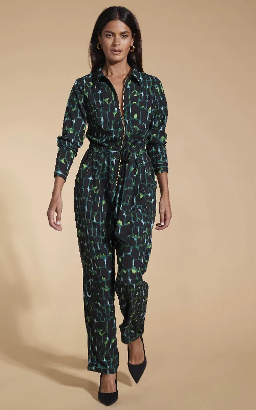 Roxanna Jumpsuit In Green Alligator