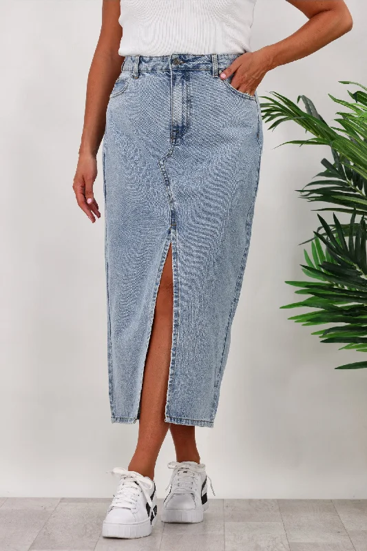 Silent Theory Eva Maxi Skirt Light Blue