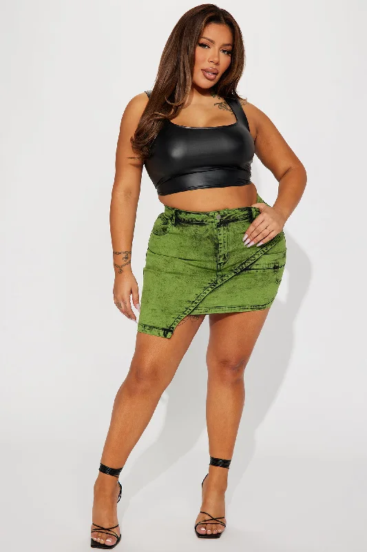 Too Legit Mineral Wash Mini Skirt - Green