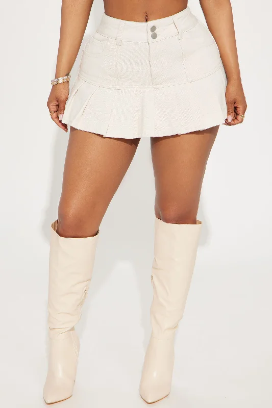 True To Self Pleated Mini Skirt - Stone