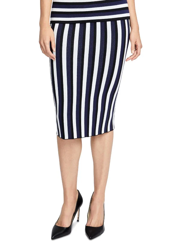 Womens Striped Pull On Pencil Skirt